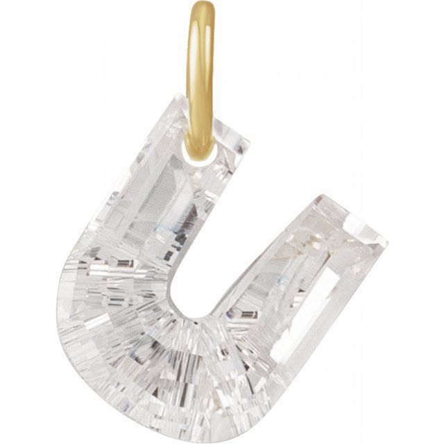 Alphabet Letter Lab-Grown Diamonds Dangle Charm Pendant