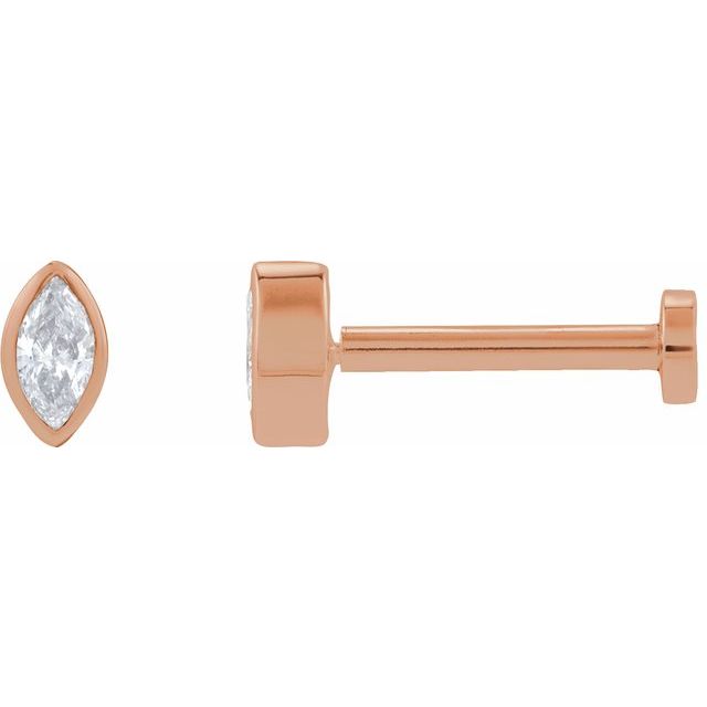 Single Miniature Diamond Marquise Press Fit Stud Bezel Earring