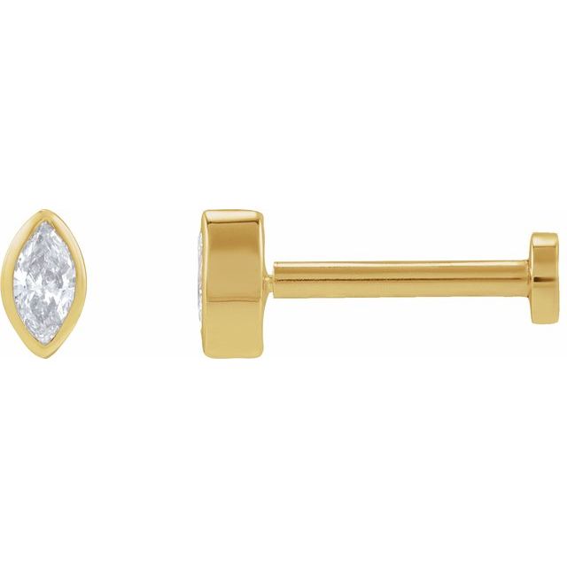 Single Miniature Diamond Marquise Press Fit Stud Bezel Earring