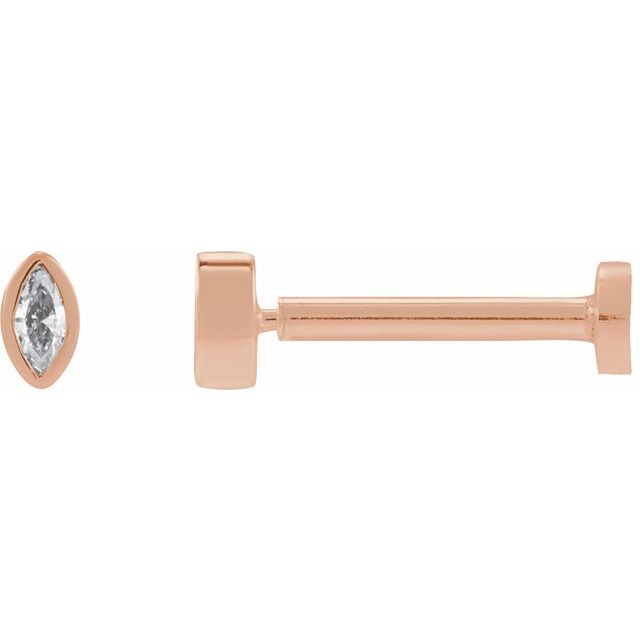 Single Miniature Diamond Marquise Press Fit Stud Bezel Earring