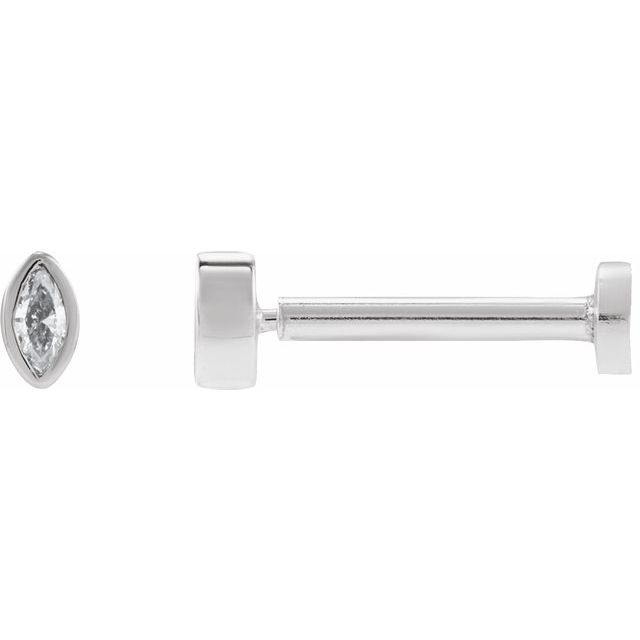 Single Miniature Diamond Marquise Press Fit Stud Bezel Earring