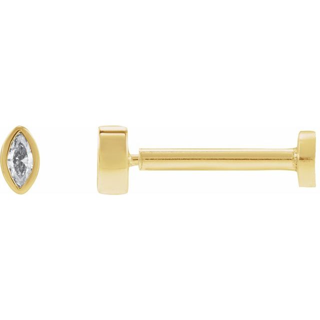 Single Miniature Diamond Marquise Press Fit Stud Bezel Earring