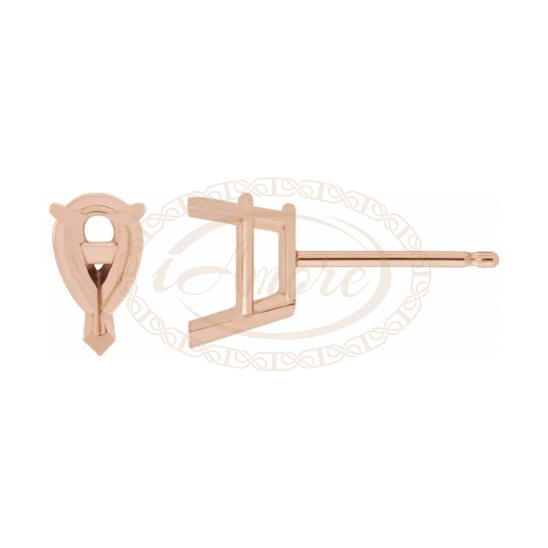 Pear V-End Stud Earrings Mounting