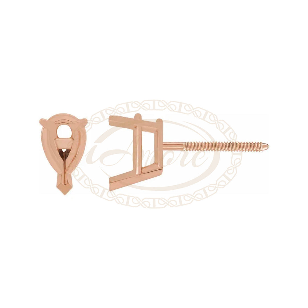 Pear V-End Threaded Stud Earrings Mountings
