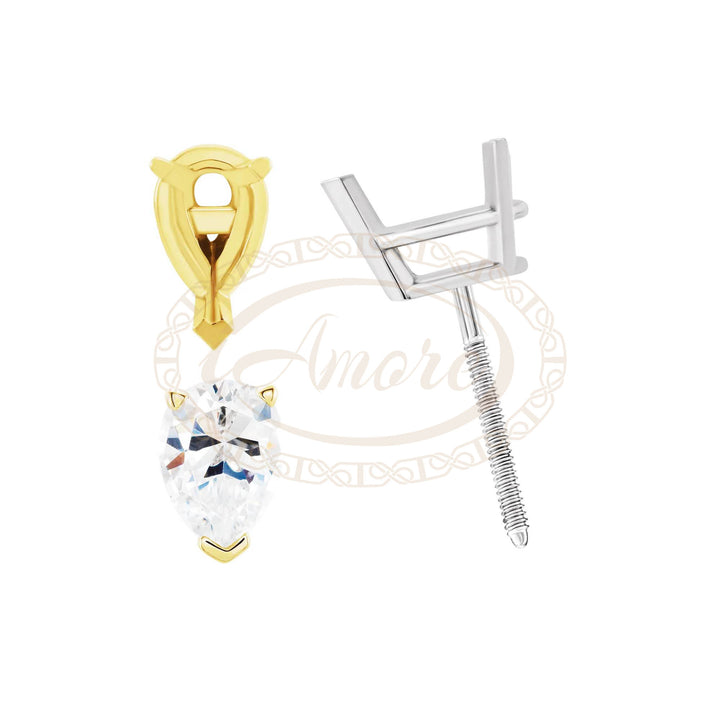 Pear V-End Threaded Stud Earrings Mountings