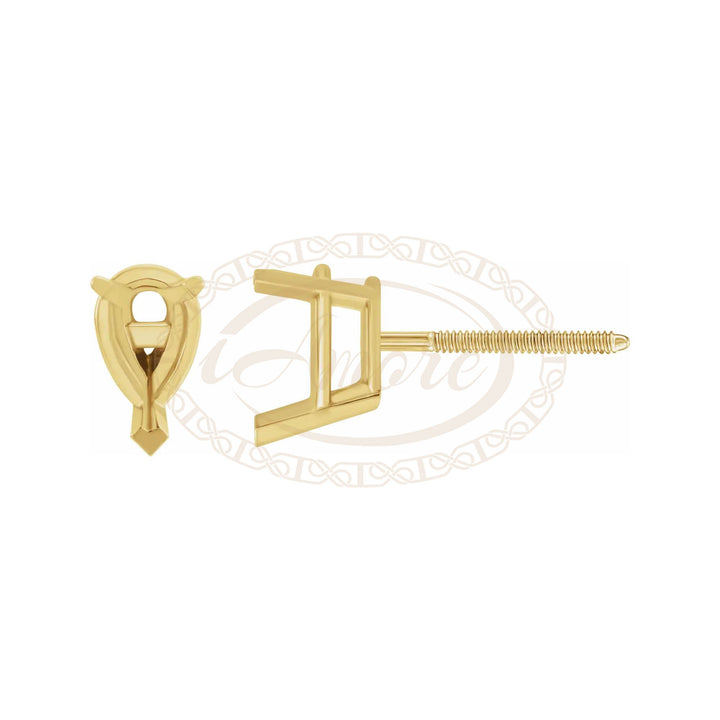 Pear V-End Threaded Stud Earrings Mountings