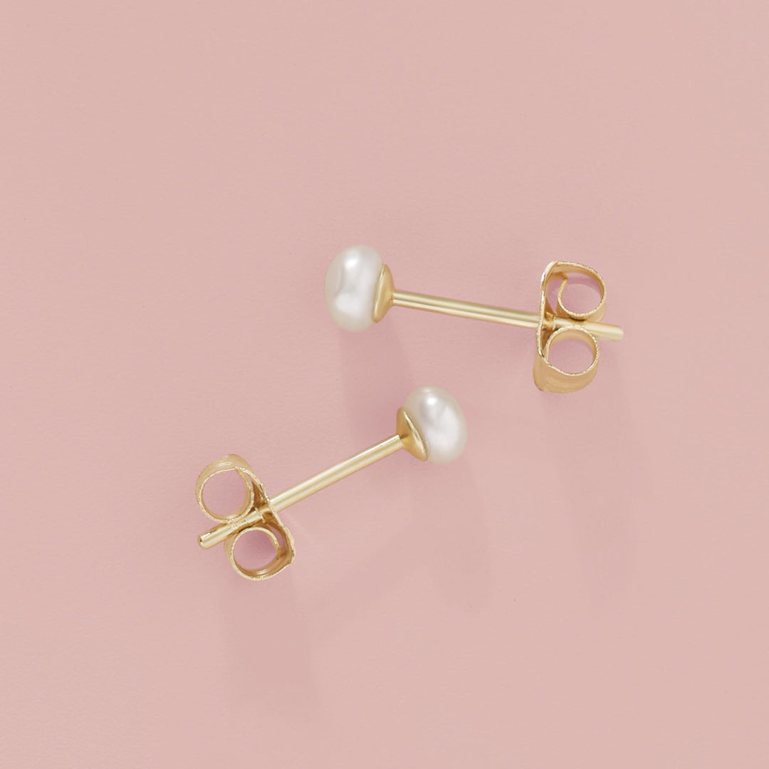 14K Gold Mini Freshwater Pearl Dainty Stud Earrings - Mix and Match Earrings