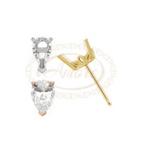 Pear 3-Prong Scroll Setting Stud Earrings Mounting