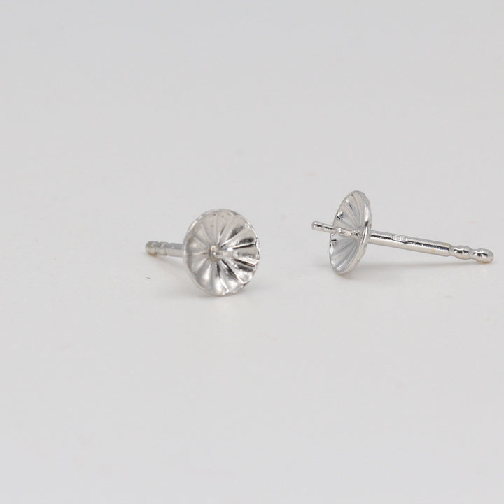 Double Notched Pearl Stud Earring Mounting