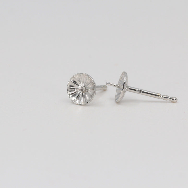 Double Notched Pearl Stud Earring Mounting