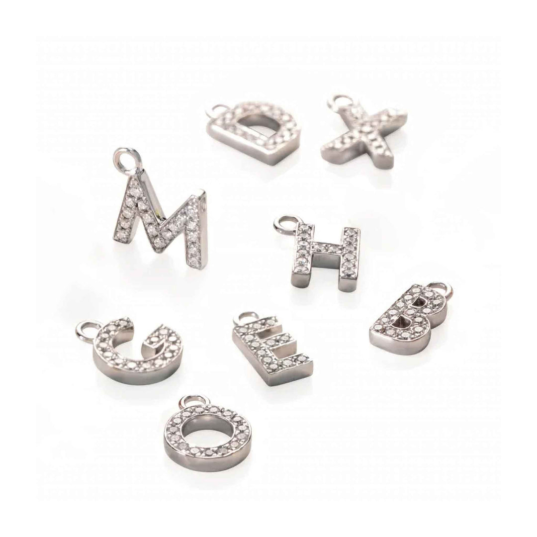 Miniature Letter Capitalized Petite Pave Diamond Initial Charm Dangle