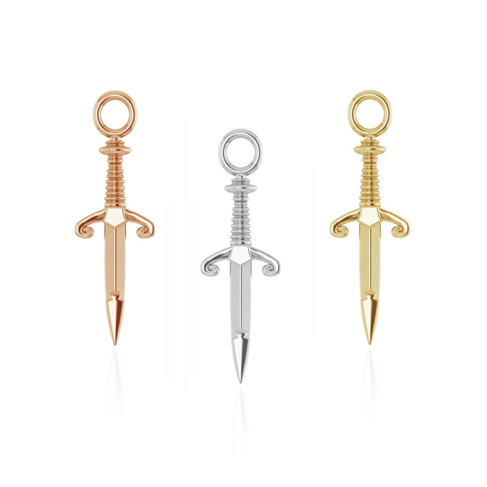Tiny Sword Dagger Dangle Charm Hoop Knife Jewelry