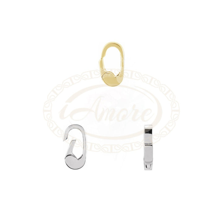 Elongated Oval Charm Clasp Push Lock Hinged Bail Chain Connectors