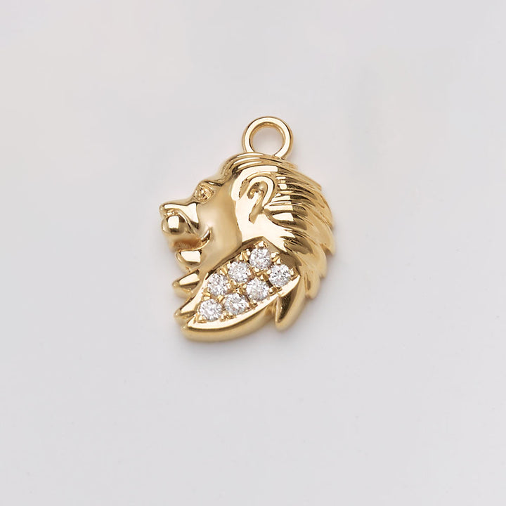 14K Gold Petite Leo Diamond Zodiac Dangle For Charm Earring Pendant Necklace