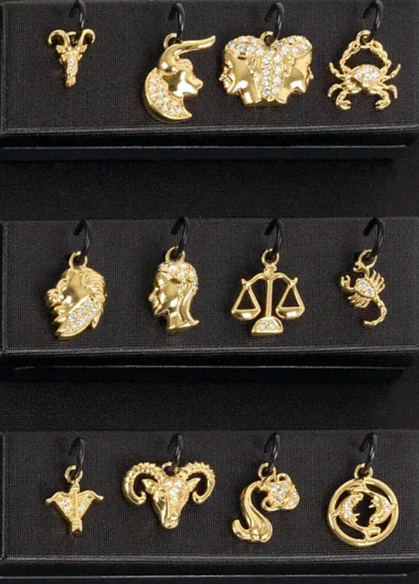 14k petite zodiac diamond dangle collection.