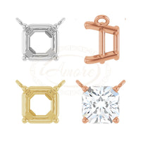 Asscher 4-Prong Wire Basket Necklace Center Mounting
