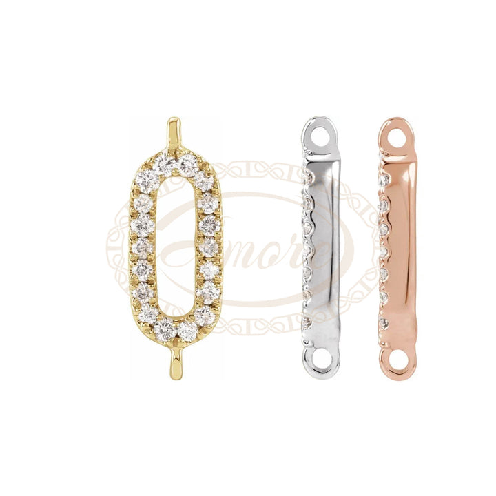 14K Gold Natural Diamond Accented Link Connector