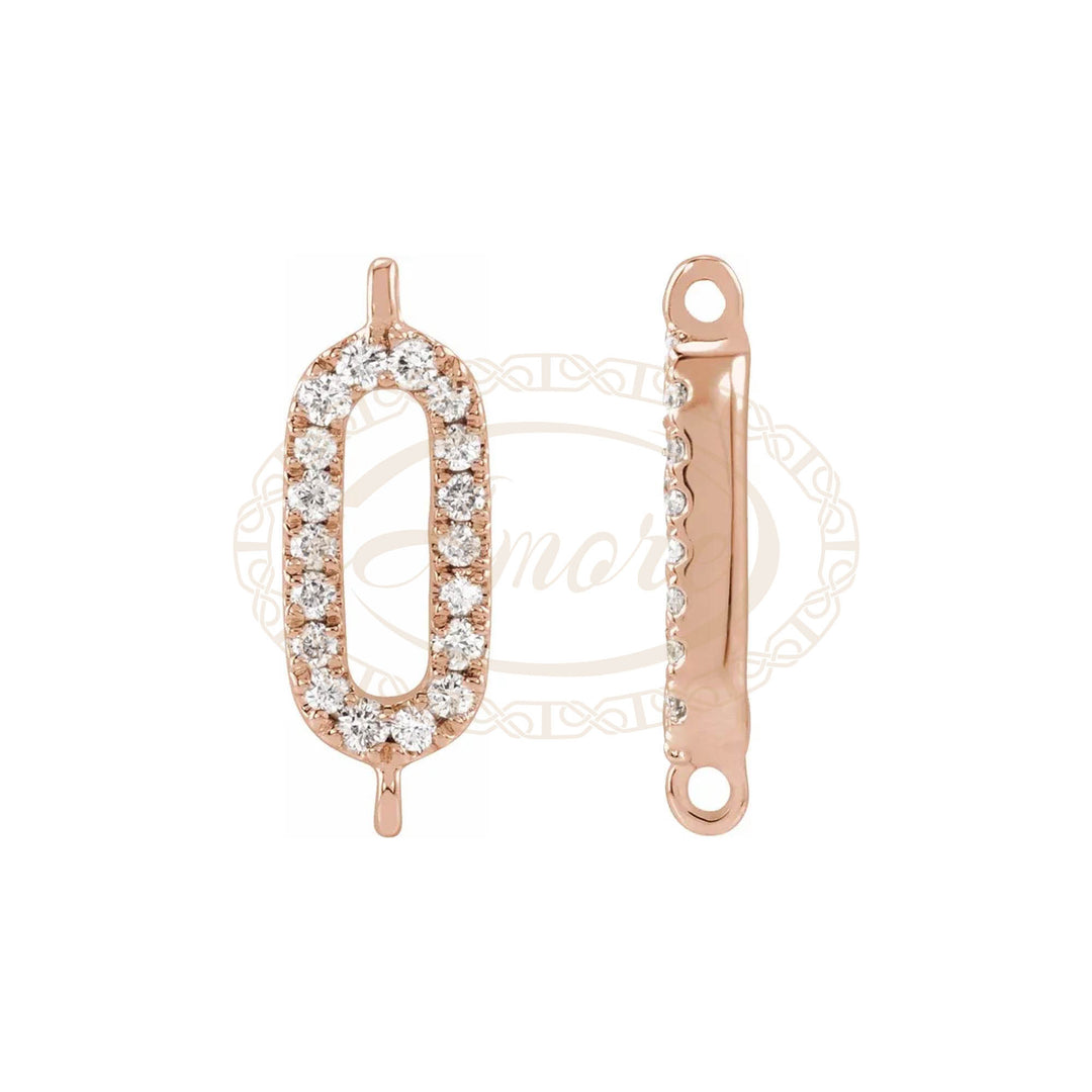 14K Gold Natural Diamond Accented Link Connector