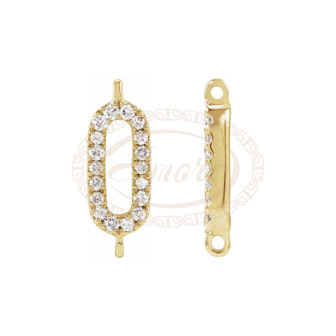 14K Gold Natural Diamond Accented Link Connector