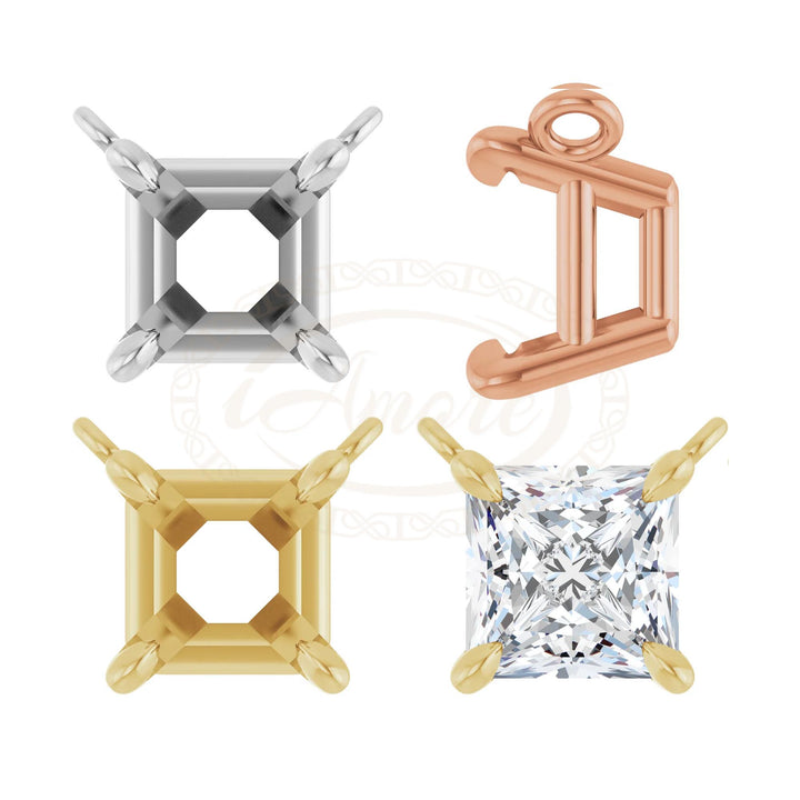 Square Claw Prong Basket Necklace Center Settings