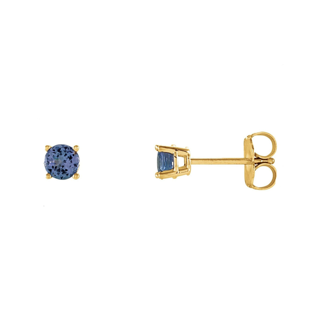 14K Gold Natural Tanzanite Stud Earrings