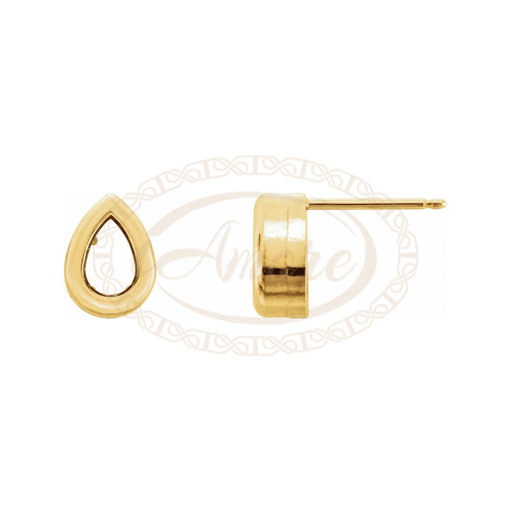 Pear Back-Set Bezel Earring Mounting Studs Setting