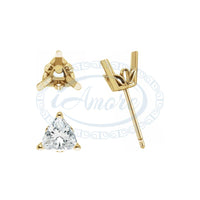 Pair Trillion 3 Prong Scroll Earring Setting Mounting