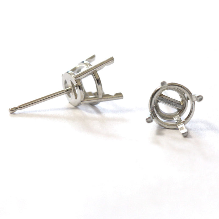 Round Pre-Notched Basket Stud Earring Mounting