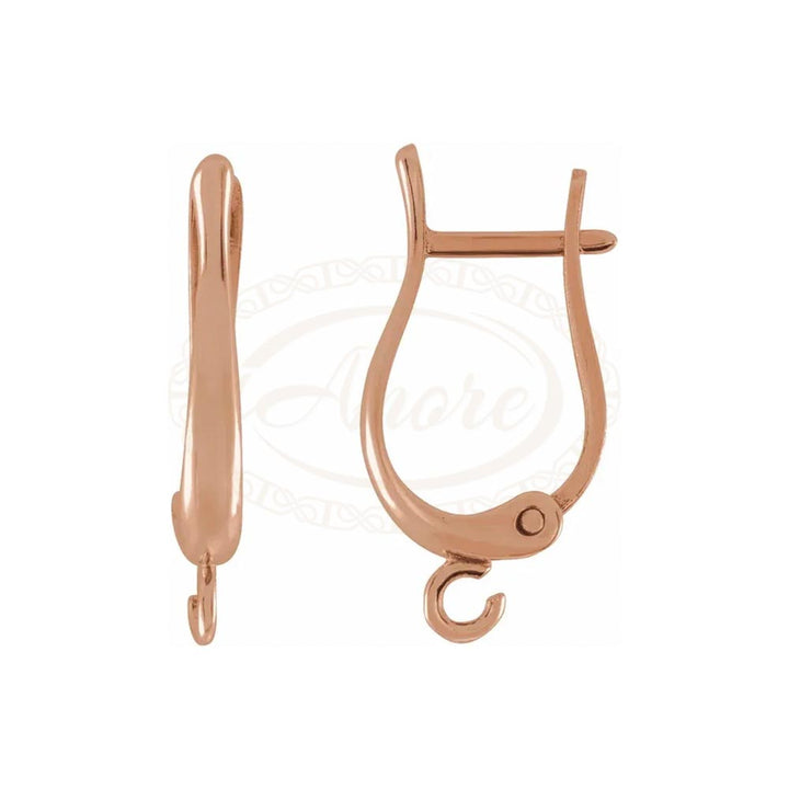 14K Gold Horseshoe Lever Back Earring Top