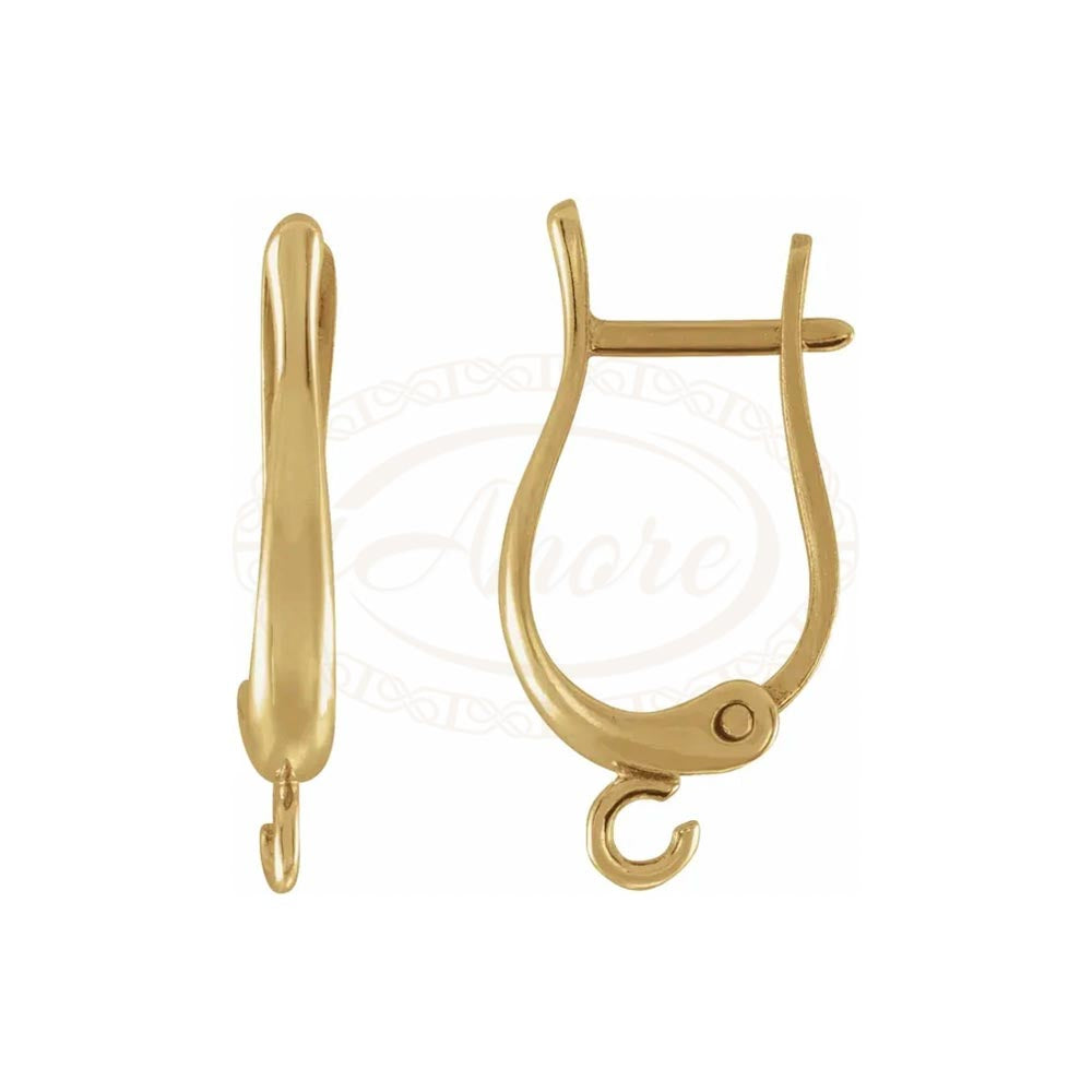 14K Gold Horseshoe Lever Back Earring Top