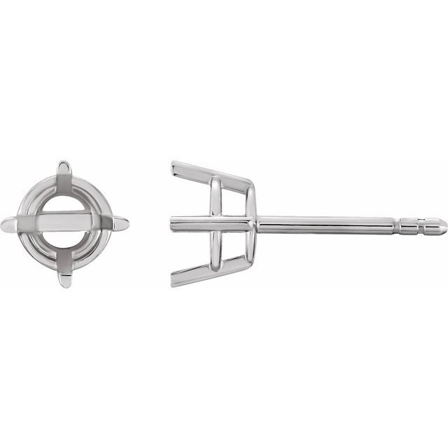 Round Lightweight Basket Safety Locking Stud Earring Mountings