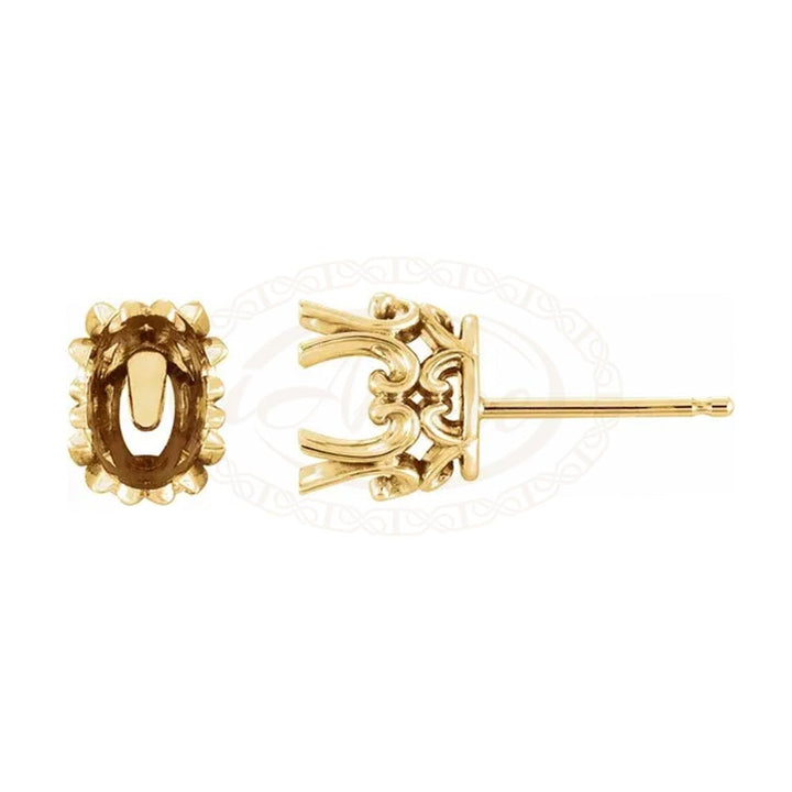 Pair Oval Fancy Scroll Stud Earring Mountings