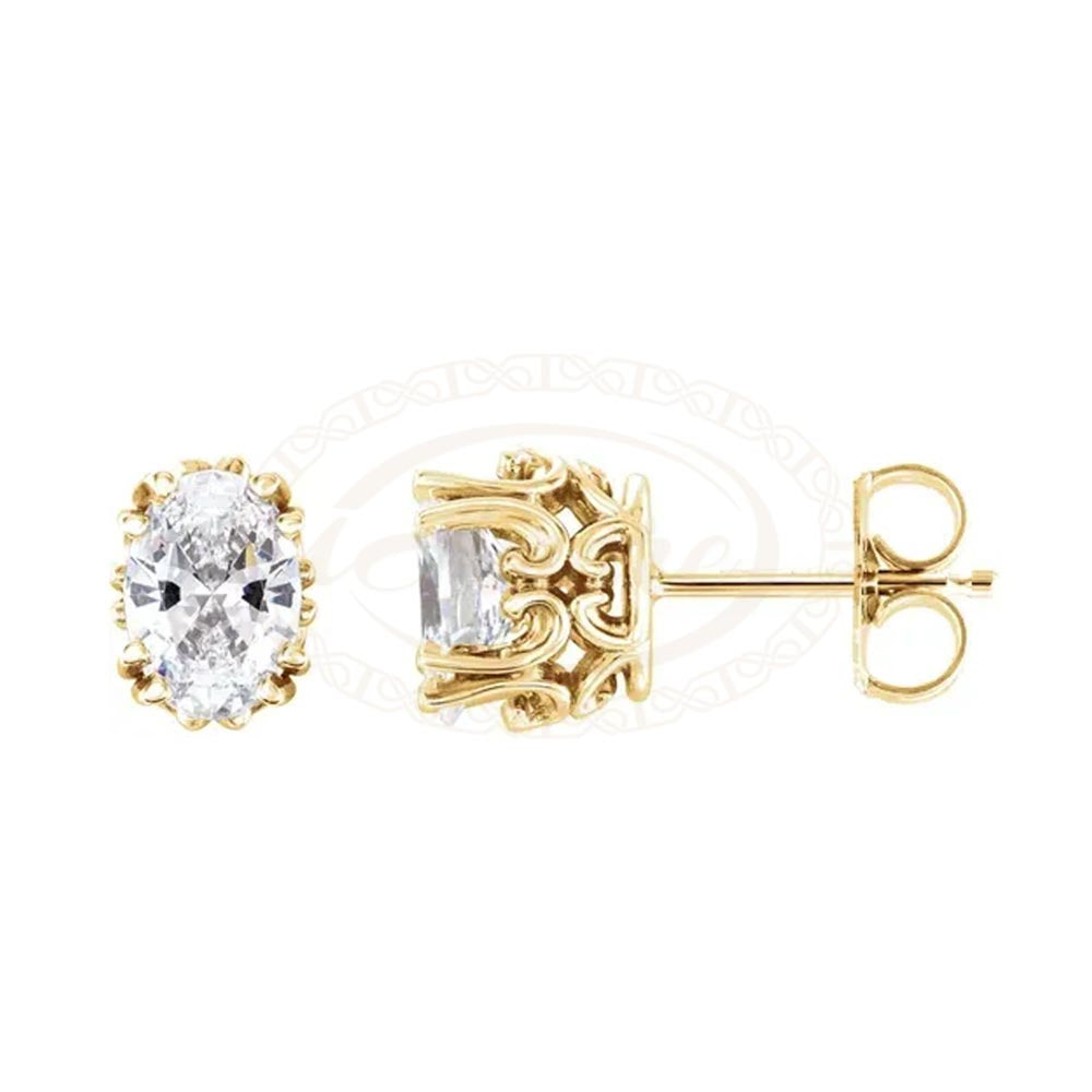 Pair Oval Fancy Scroll Stud Earring Mountings