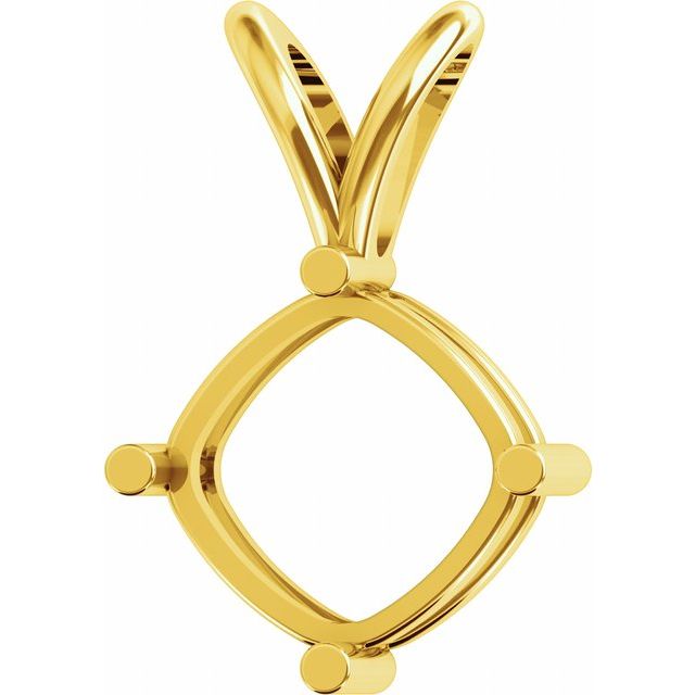 Cushion Solitaire Basket Pendant Setting Mountings