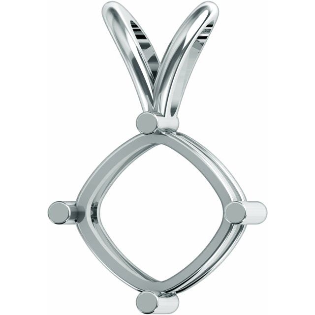 Cushion Solitaire Basket Pendant Setting Mountings