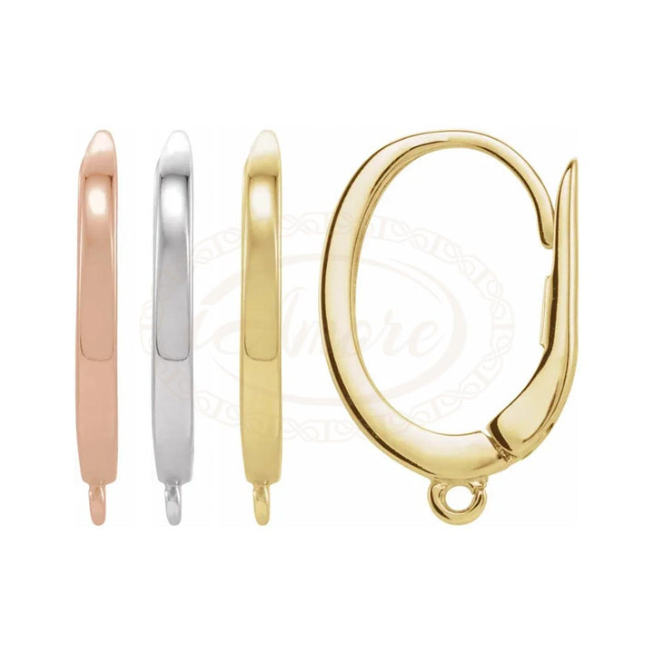 Solid Gold Click-In Lever Back Earring Top