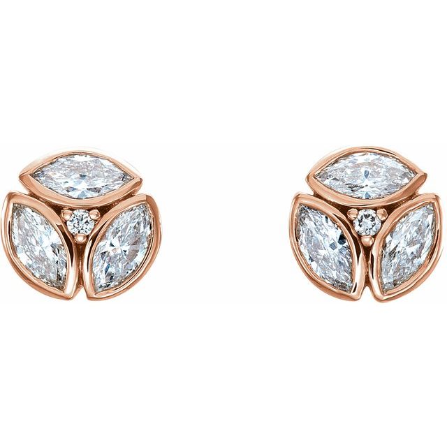 1/2 CTW Cluster Marquise Diamond Stud Earrings