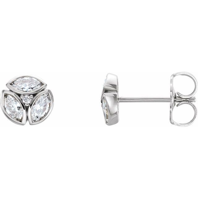 1/2 CTW Cluster Marquise Diamond Stud Earrings