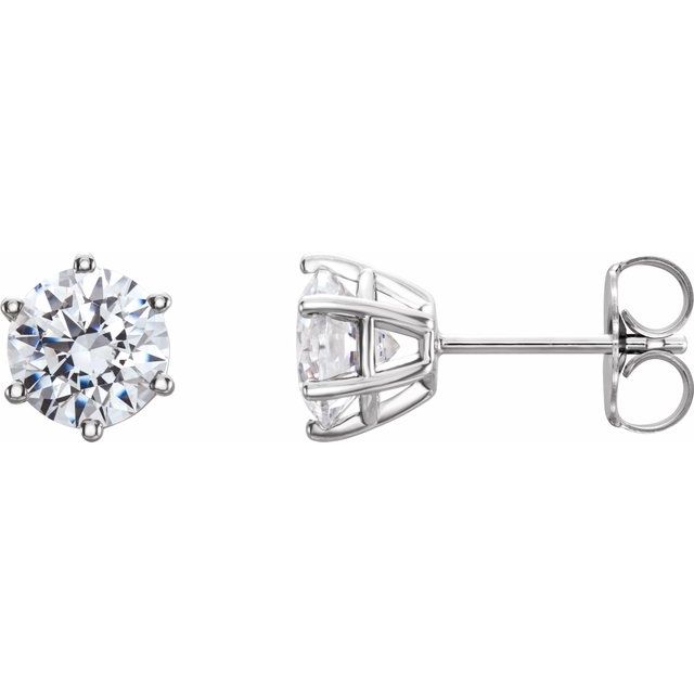 14k white gold 6 prong basket stud earrings