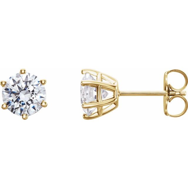 14k yellow gold 6 prong basket stud earrings