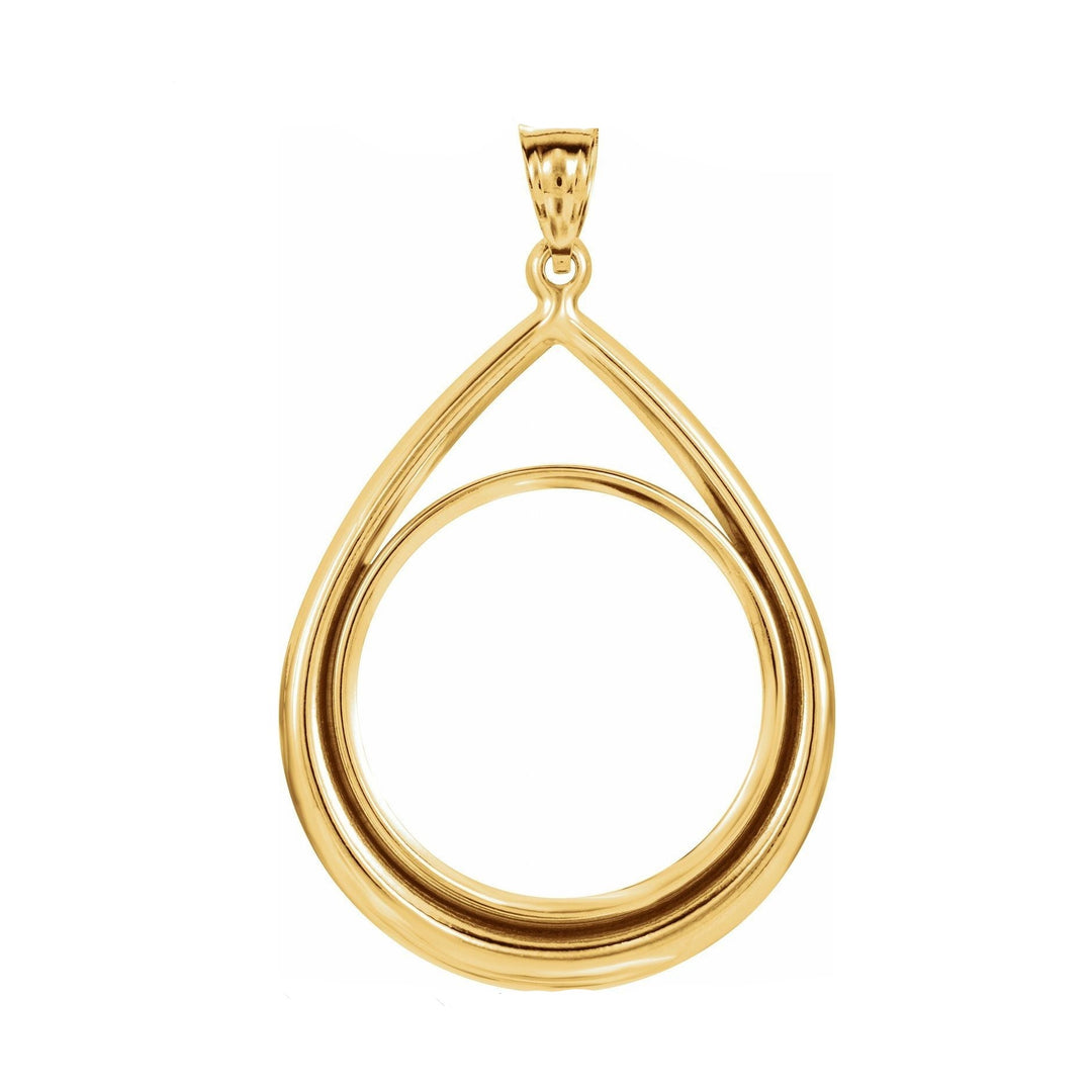 14K Gold Teardrop Coin Frame Pendant Mounting for 22x1.8 mm coin