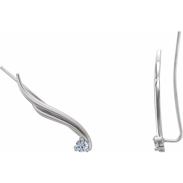 14k white gold diamond wavy ear climbers.