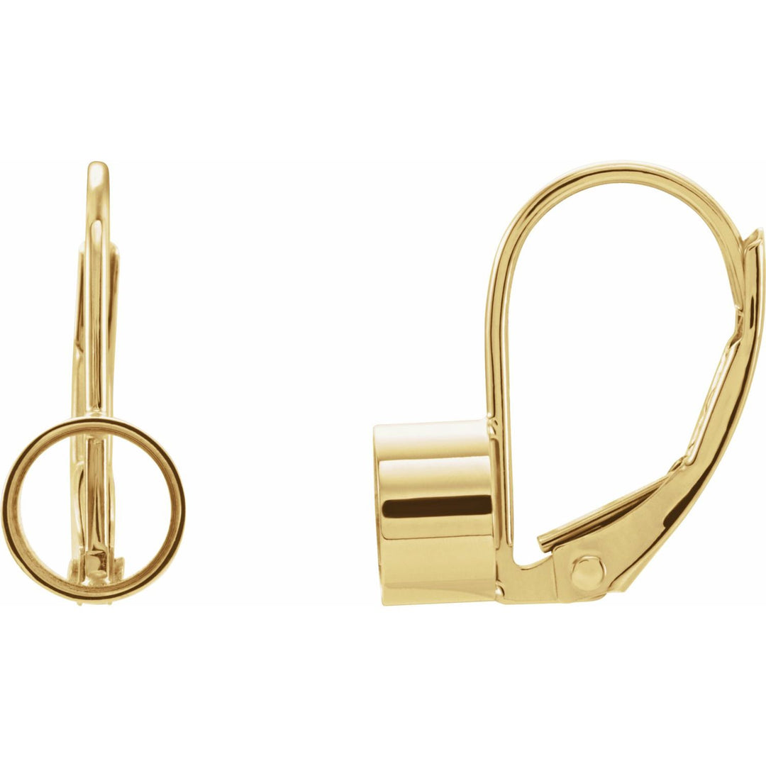 14K Solid Gold Round Bezel Setting Lever Back Earring Mounting