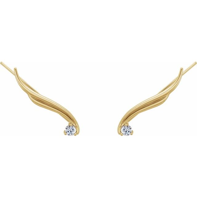 14k yellow gold diamond wavy ear climbers.