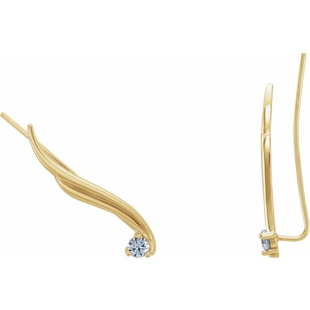 14k yellow gold diamond wavy ear climbers.