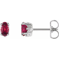 14K Gold Oval 5x3mm Mozambique Garnet Scroll Basket Stud Earrings