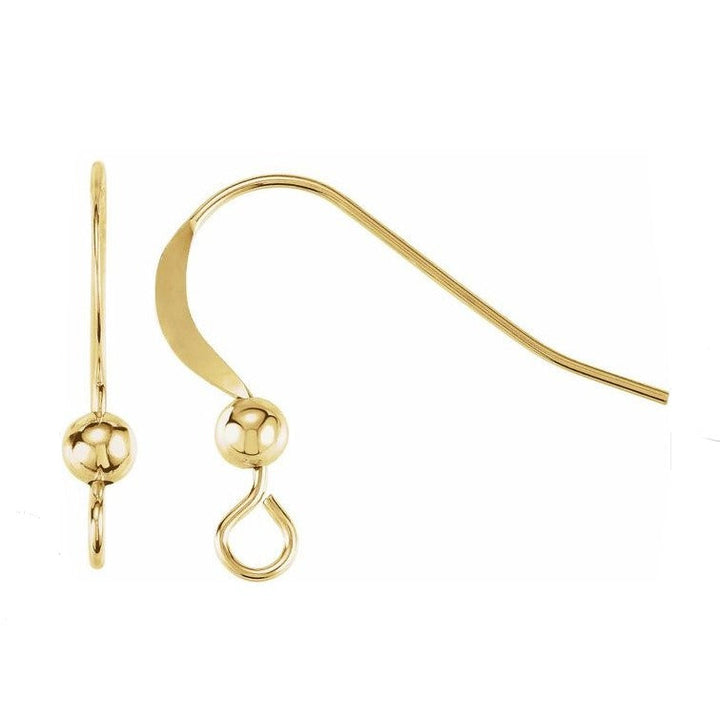 14K Gold 18x16 mm French Wire Earring Top with 3 mm Bead