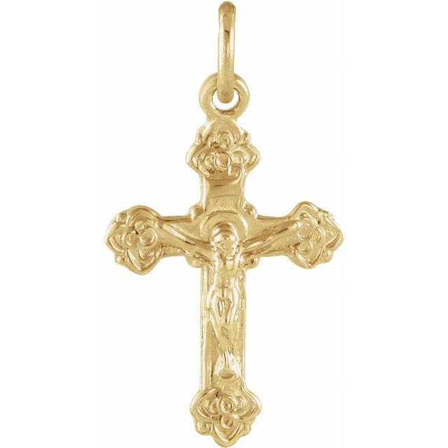 14K Yellow 14x9 mm Youth Crucifix Cross Pendant