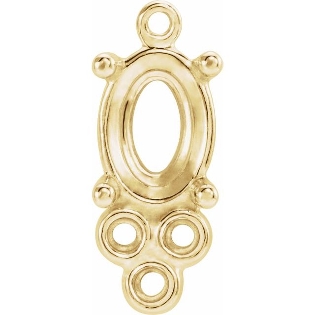 Oval Accented Dangle Mounting Setting 14K 18K Solid Gold