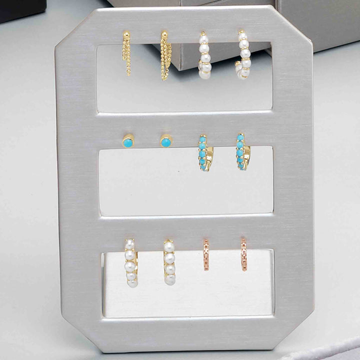 14K Yellow Bead Chain Front-to-Back Earrings